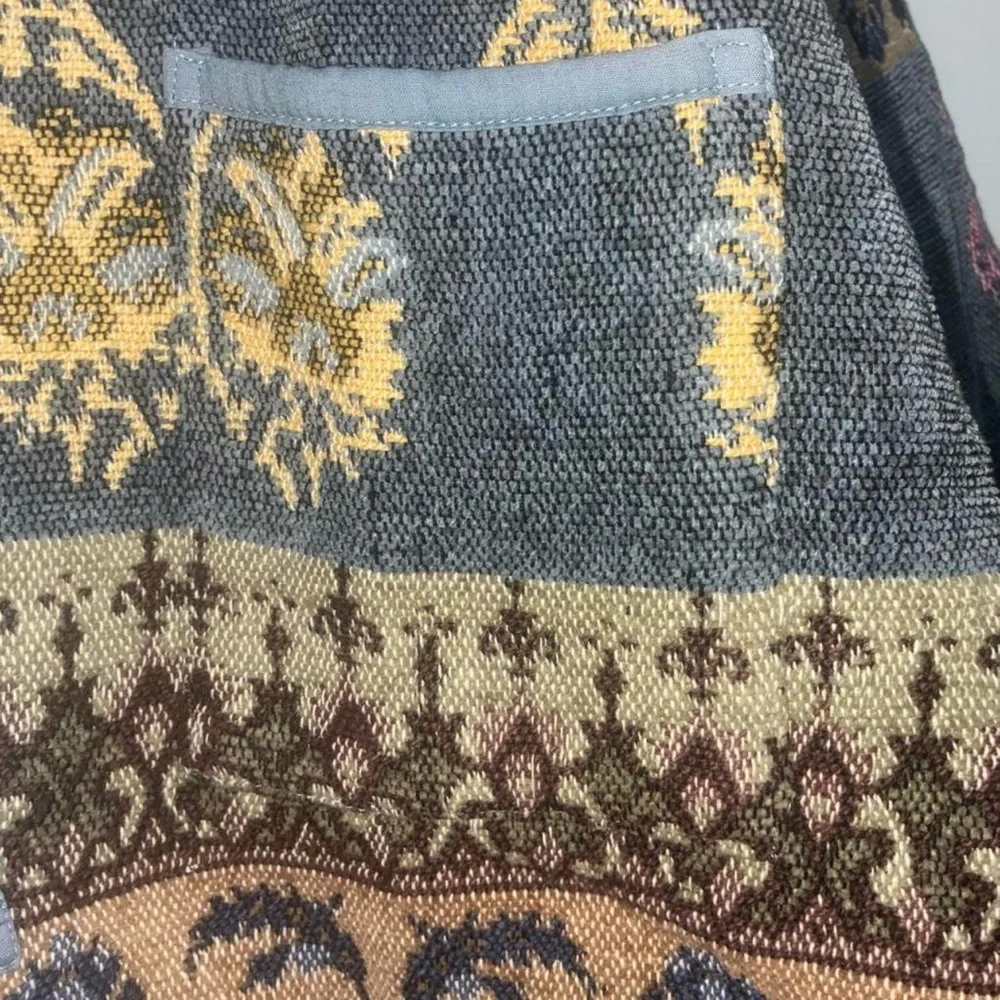 Vintage-Inspired Gray Teddy Jacket with Pink & Gold Motifs